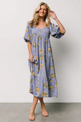 Judith Dress | Blue + Golden Floral