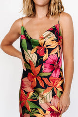 Kala Slip Midi Dress | Black Multi Floral