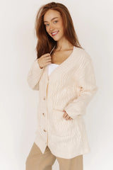 Alberta Cable Knit Cardigan | Cream