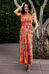 Emily Smocked Tier Dress | Orange Floral