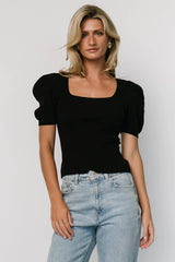 Brynlee Sweater Top | Black