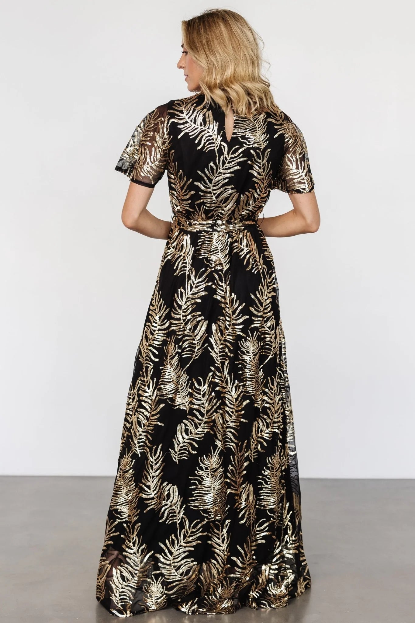 Muse Sequin Maxi Dress | Black + Gold