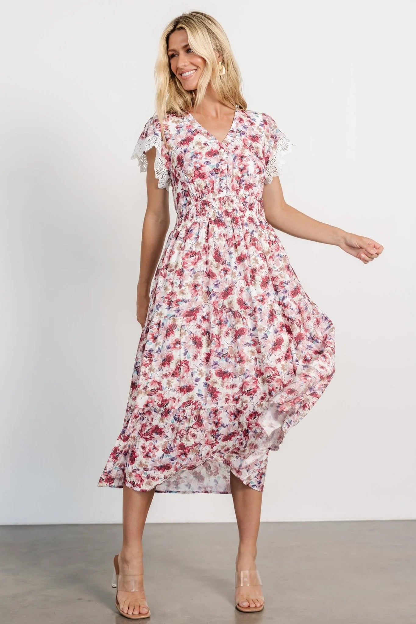 Aliyah Midi Dress | Berry Floral