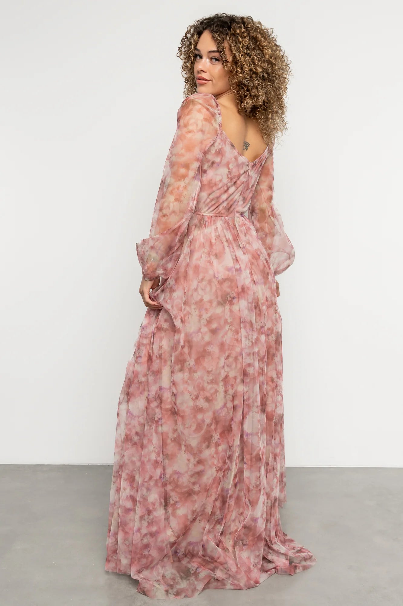 Katara Tulle Maxi Dress | Mauve Floral