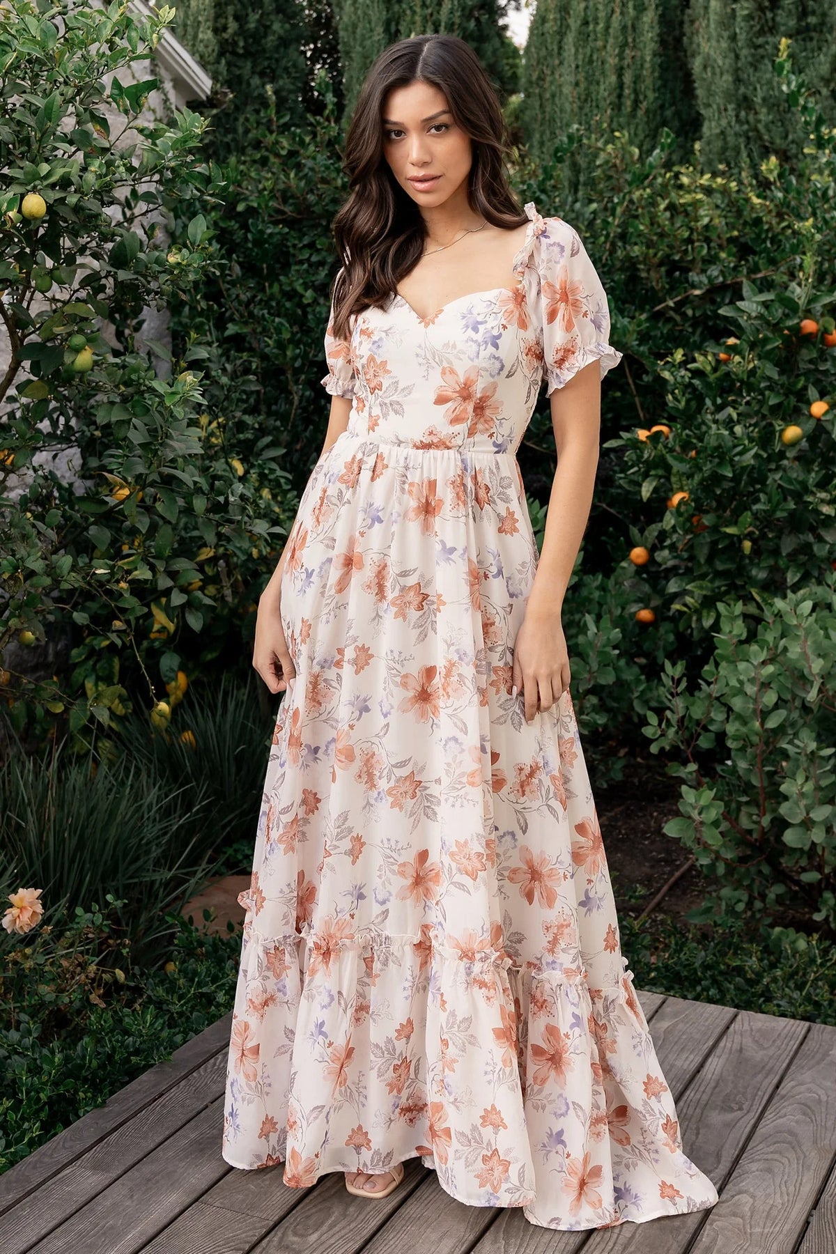 Aberdeen Sweetheart Maxi Dress | Cream Floral
