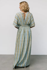 Mylis Kimono Dress | Blue + Green Print