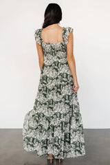 Martina Maxi Dress | Green + White