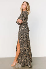 Morlana Maxi Dress | Black + Tan Print