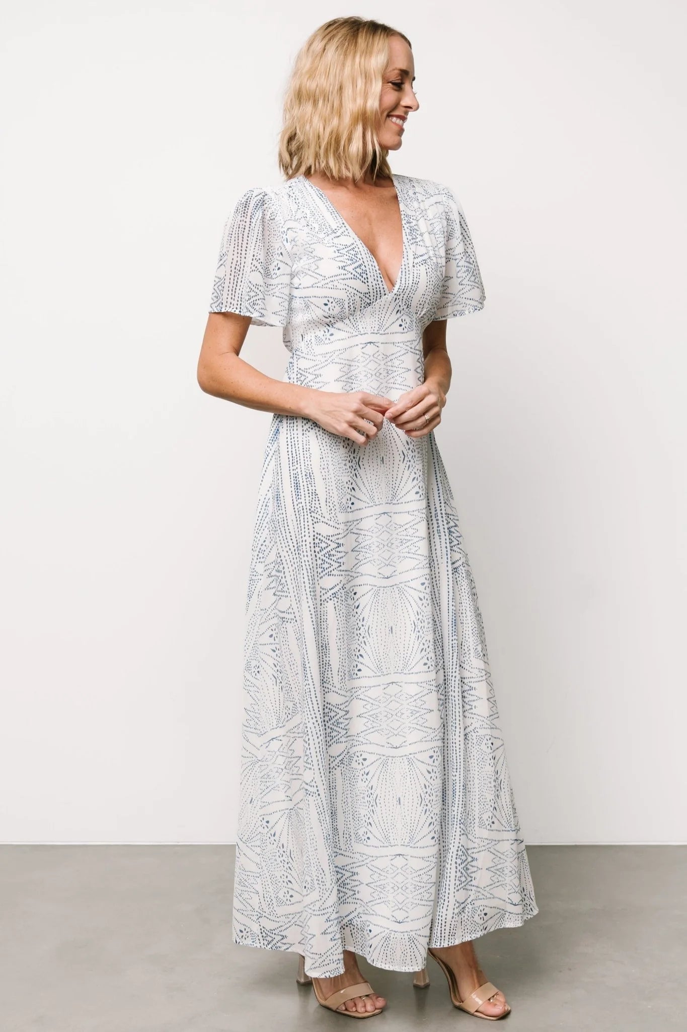 Skyla Deep V Maxi Dress | Blue Print