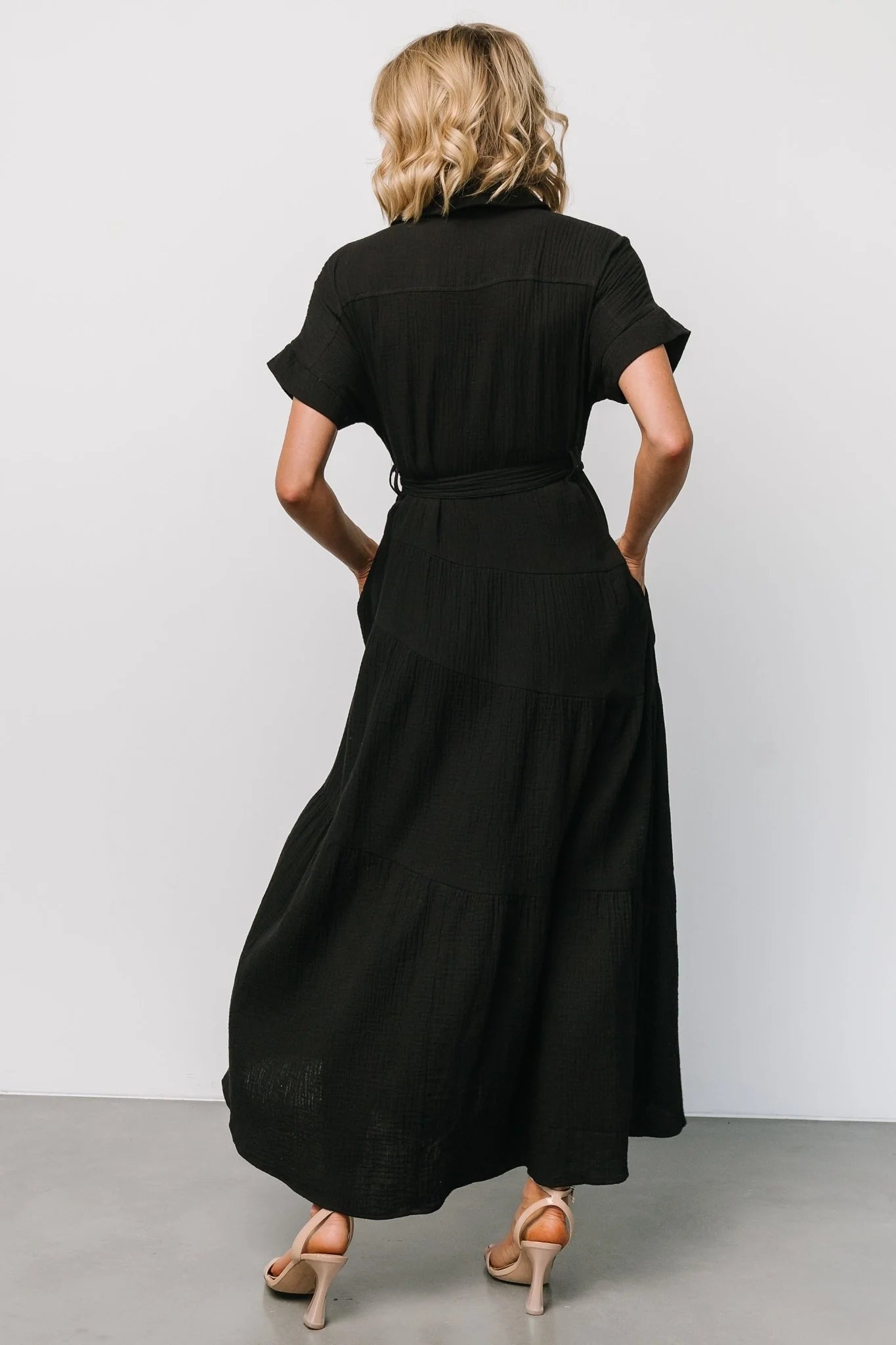 Aizey Button Up Maxi Dress | Black