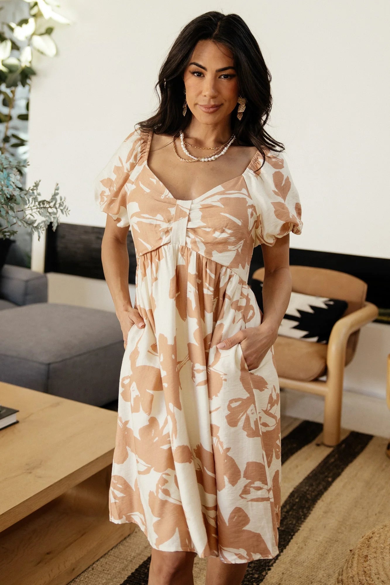 Alona Short Dress | Natural Floral