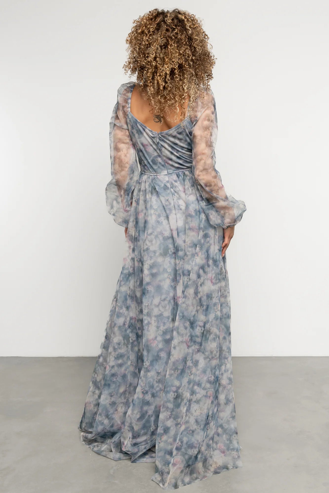 Katara Tulle Maxi Dress | Light Blue Floral