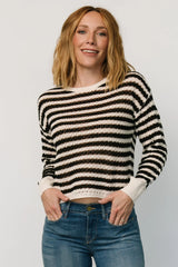 Dawn Open Knit Top | Black + Ivory