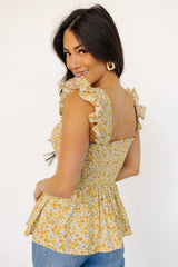 Ida Peplum Top | Golden Multi Floral