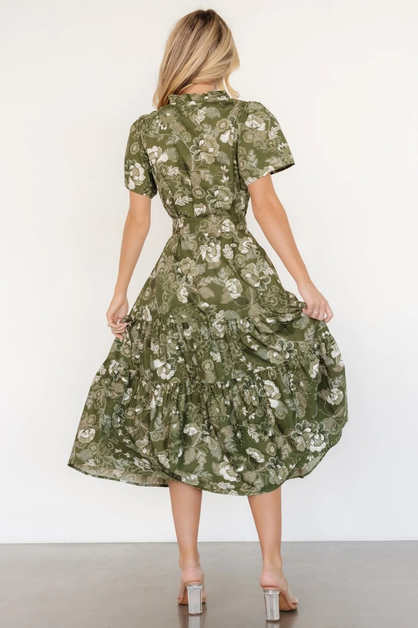 Adara Midi Dress | Olive Floral