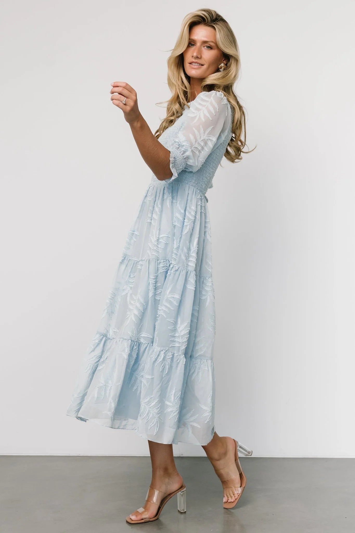 Nellie Smocked Midi Dress | Light Blue