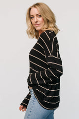 Houston Relaxed Sweater Top | Black Stripe