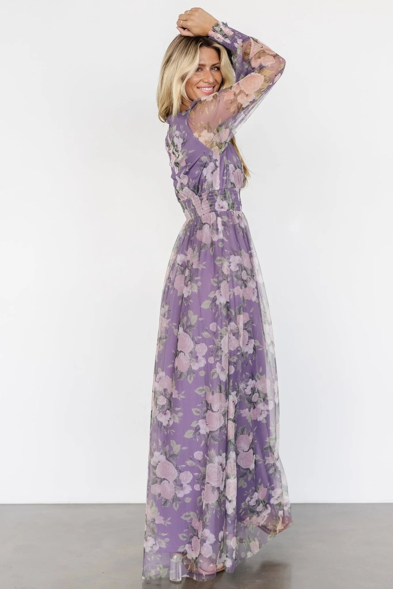 Layla Tulle Maxi Dress | Lavender + Blush Floral