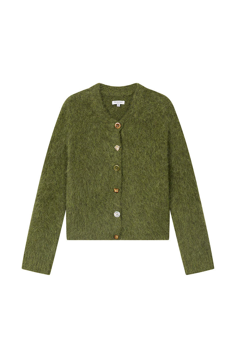 Brayden Alpaca Cardigan - Olive Green