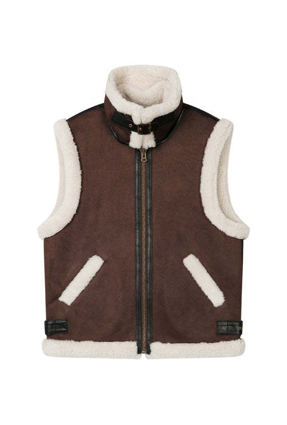 Camilla Shearling Vest Jacket - Chocolate