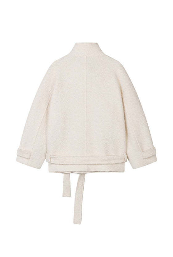 Cole Oversized Wool Short Coat - Ivory