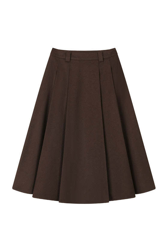 Blake Wool Blend Skirt - Chocolate