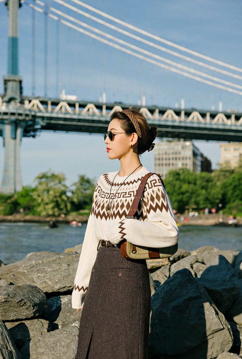 Debbie Wool Pencil Skirt - Checkered