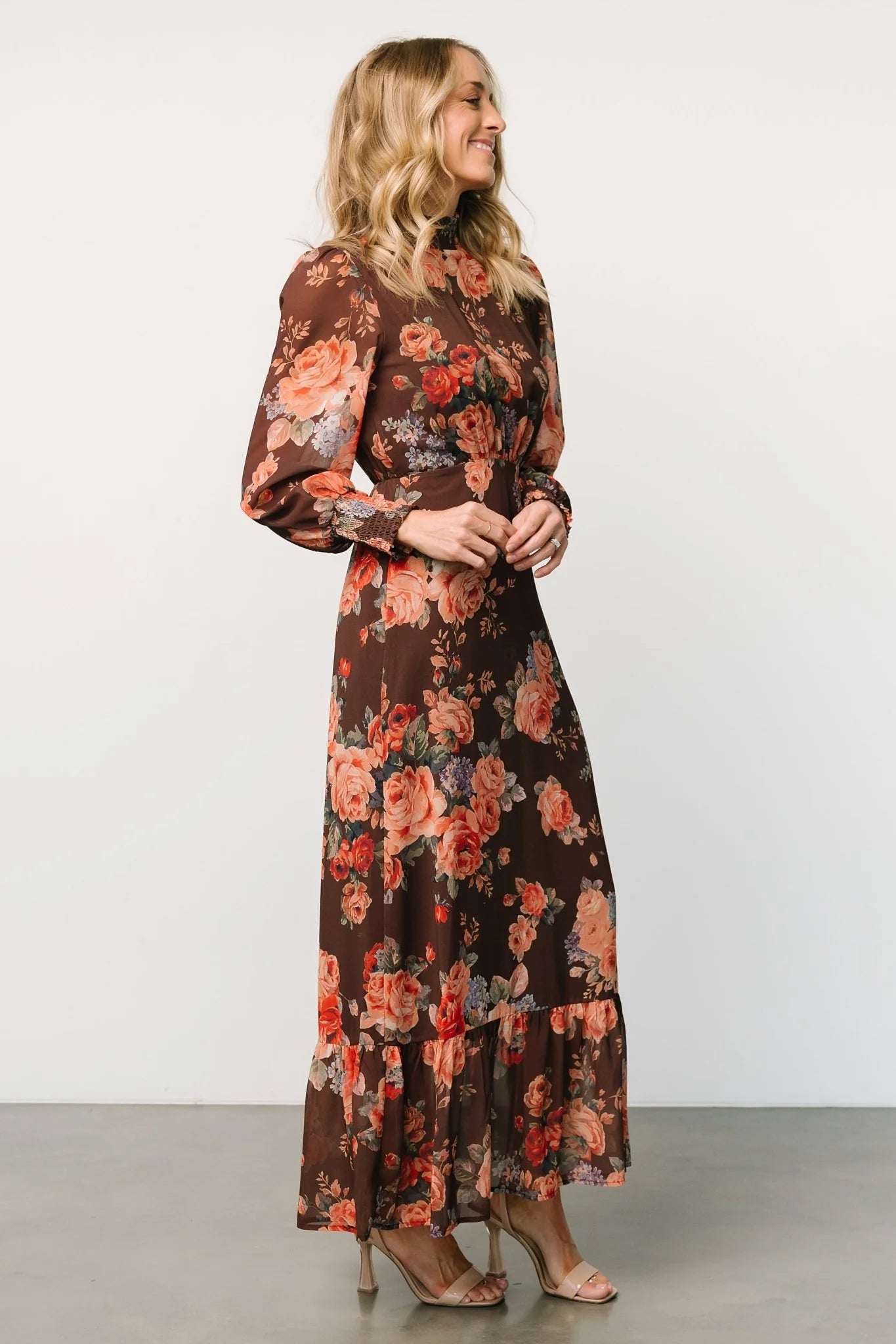 Luciana Maxi Dress | Brown Floral