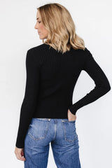 Adrian Ribbed Sweater Top | Black