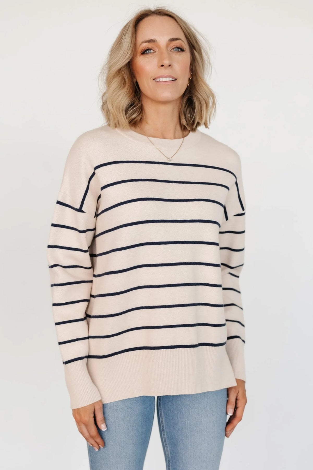 Colmar Striped Sweater | Cream + Navy