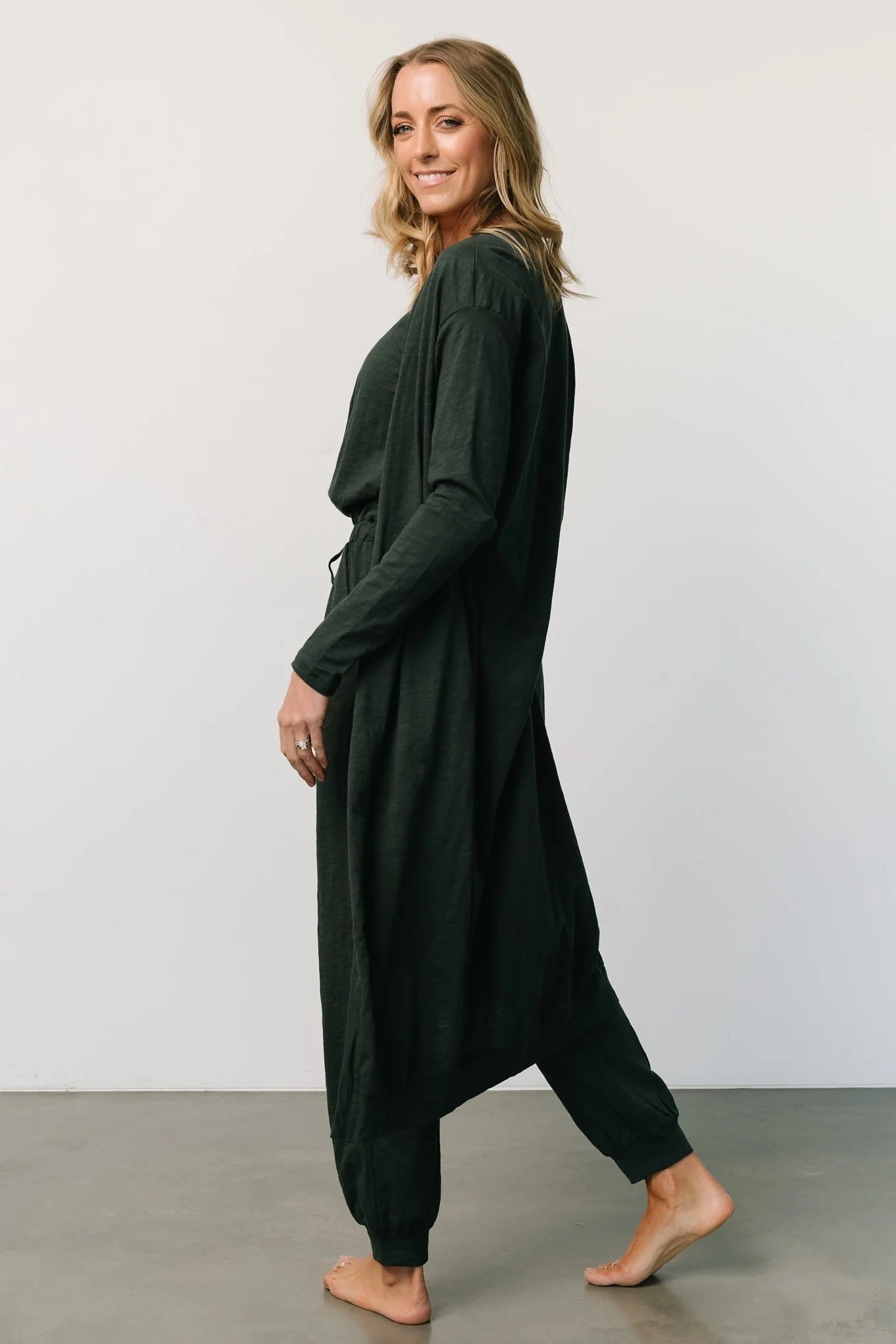 Janae Jumpsuit + Cardigan Set | Dark Green
