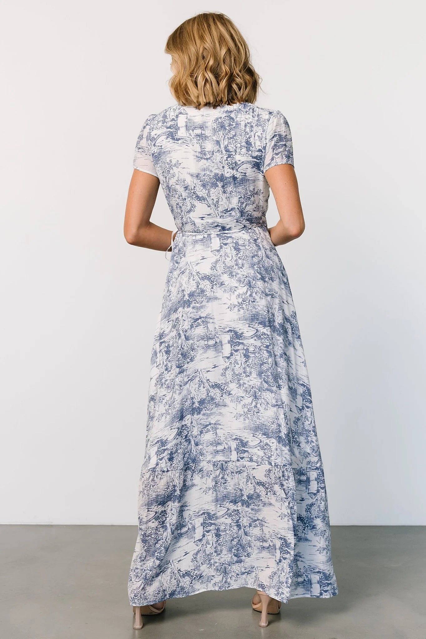 Dulce Wrap Maxi Dress | White + Blue Print