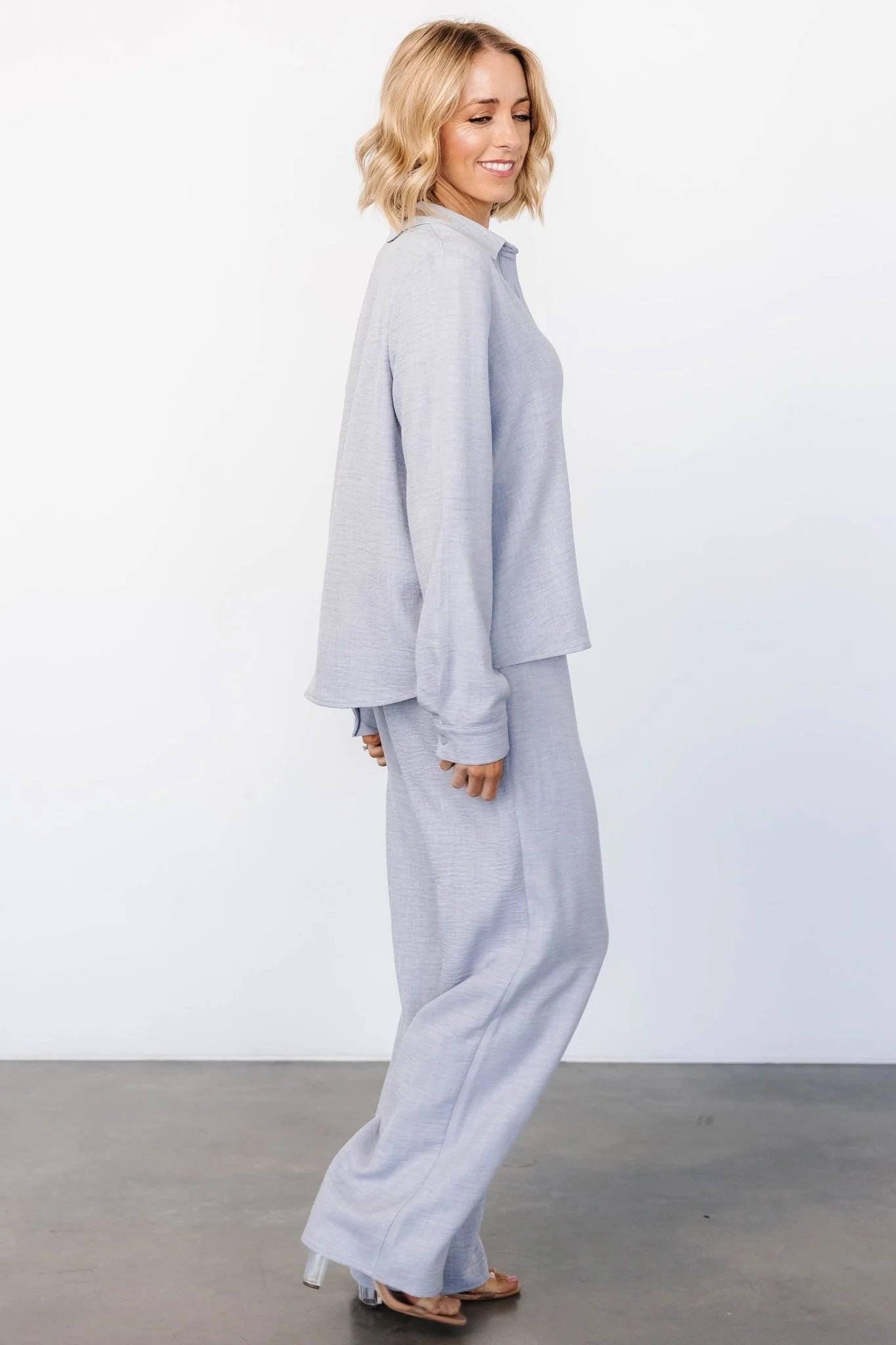 Tuscany Button Top | Blue Gray