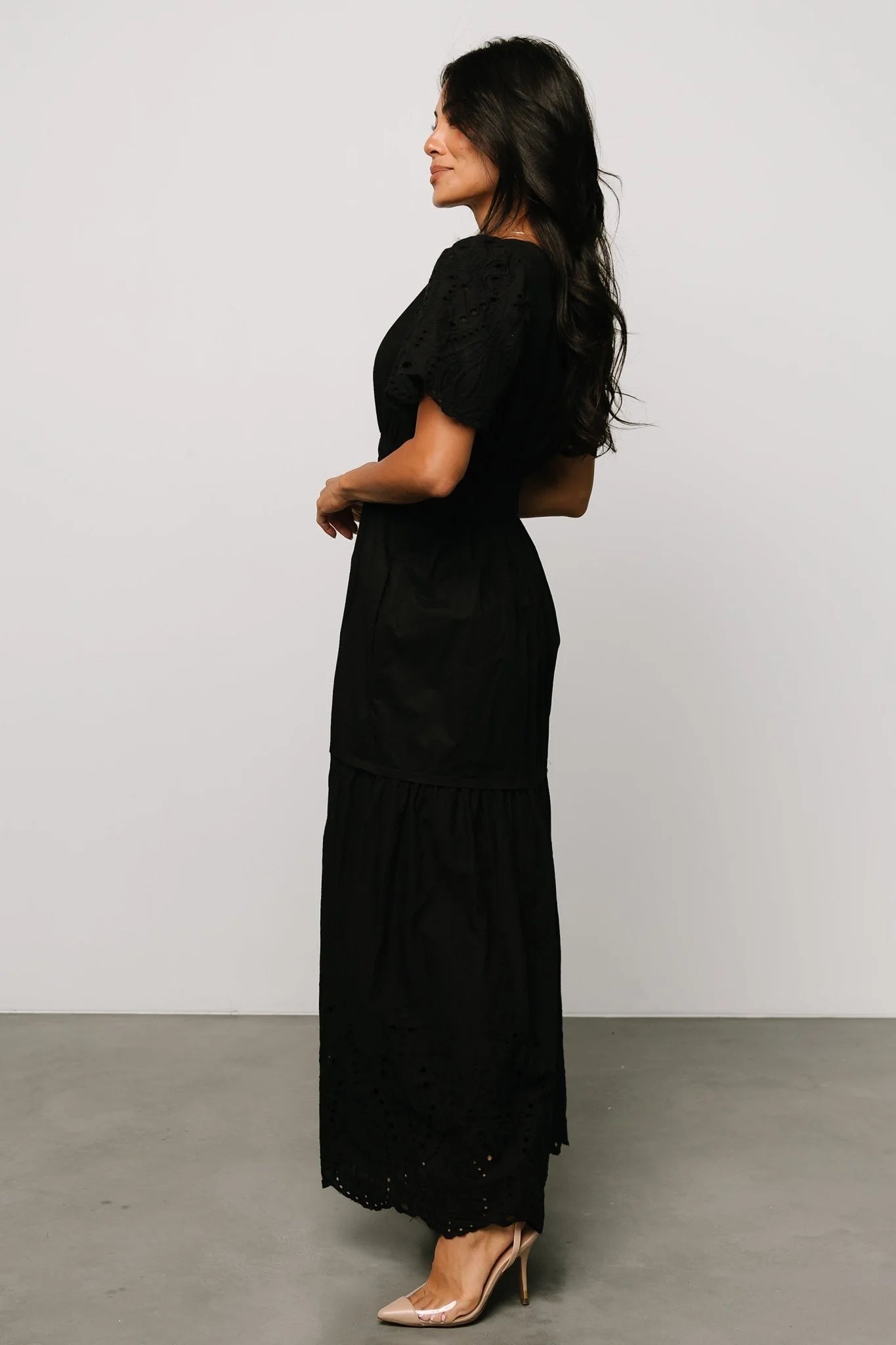 Annette Eyelet Maxi Dress | Black
