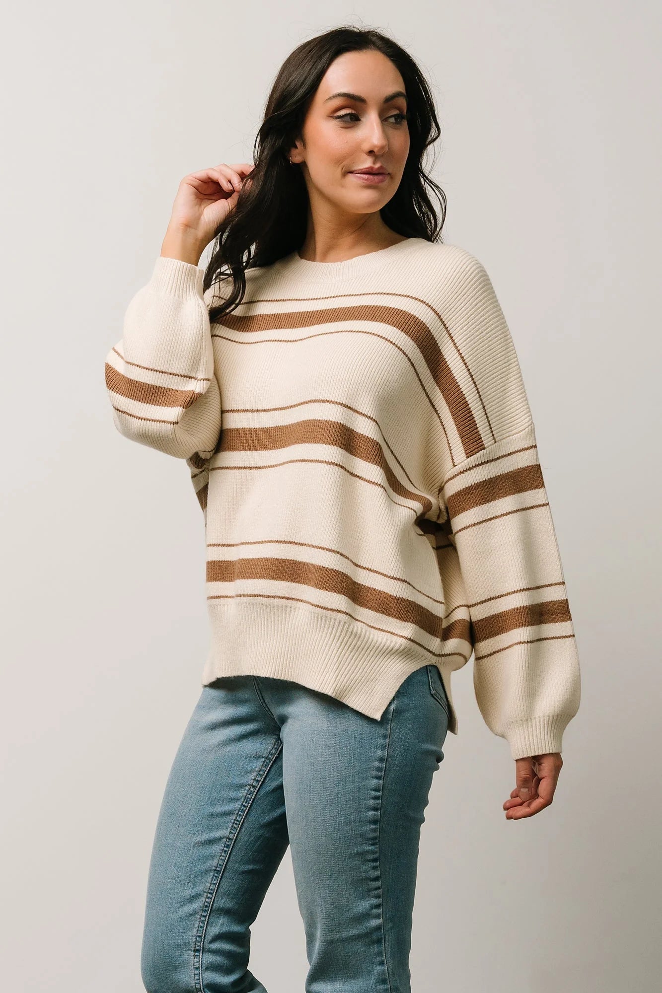 Charlie Striped Sweater | Taupe