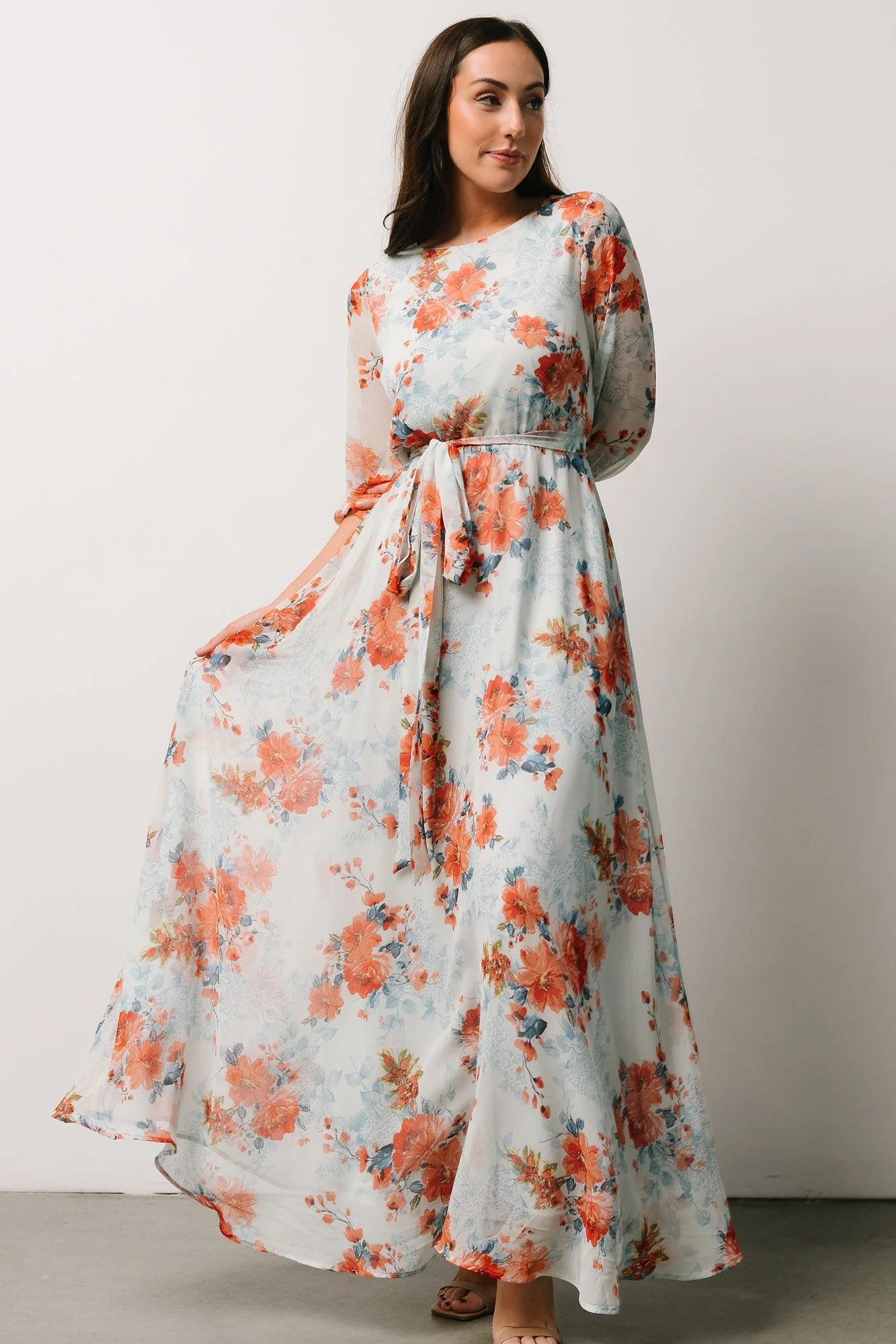 Rebecca Maxi Dress | Blue + Coral Blossom