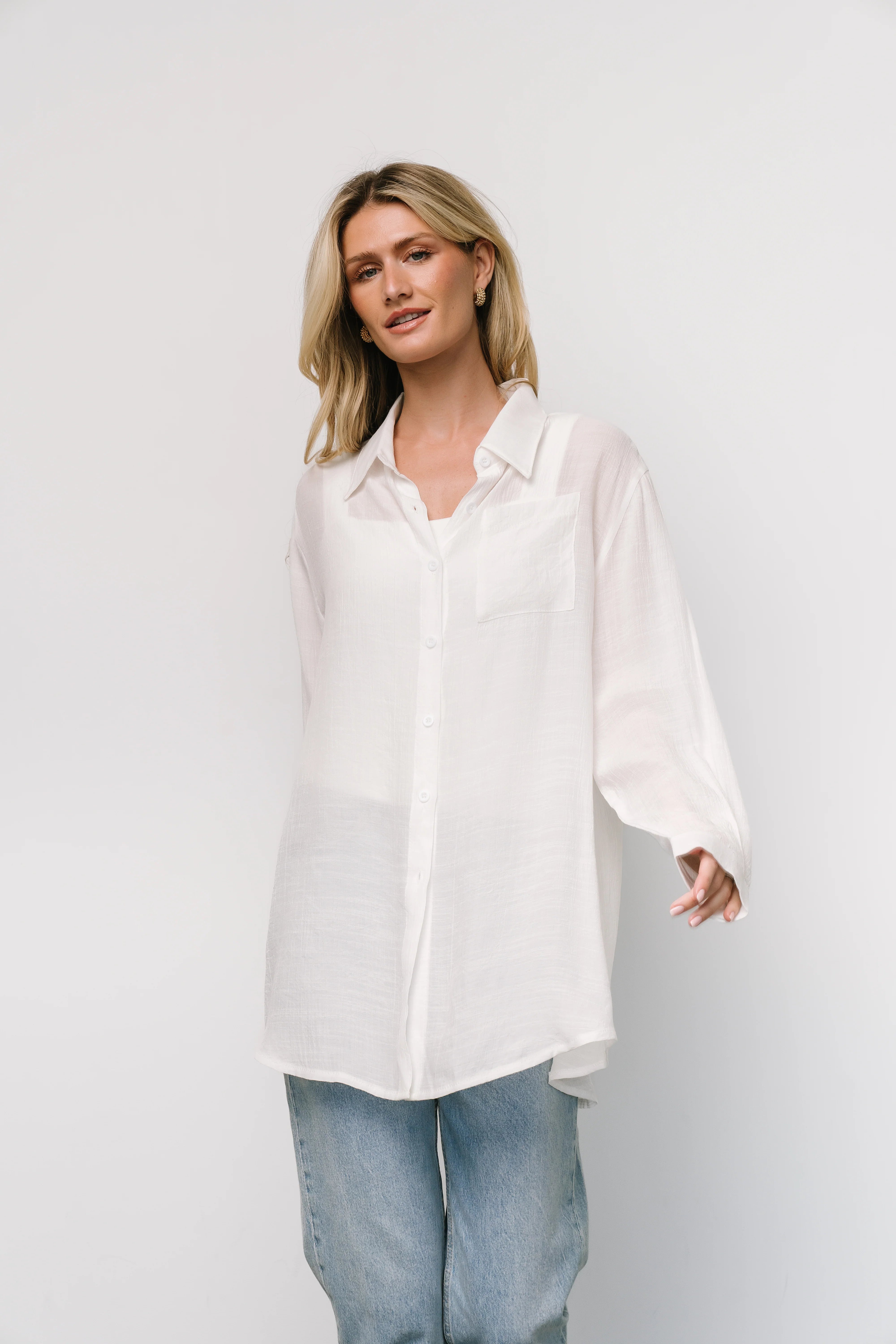 Breck Button Up Top | Off White