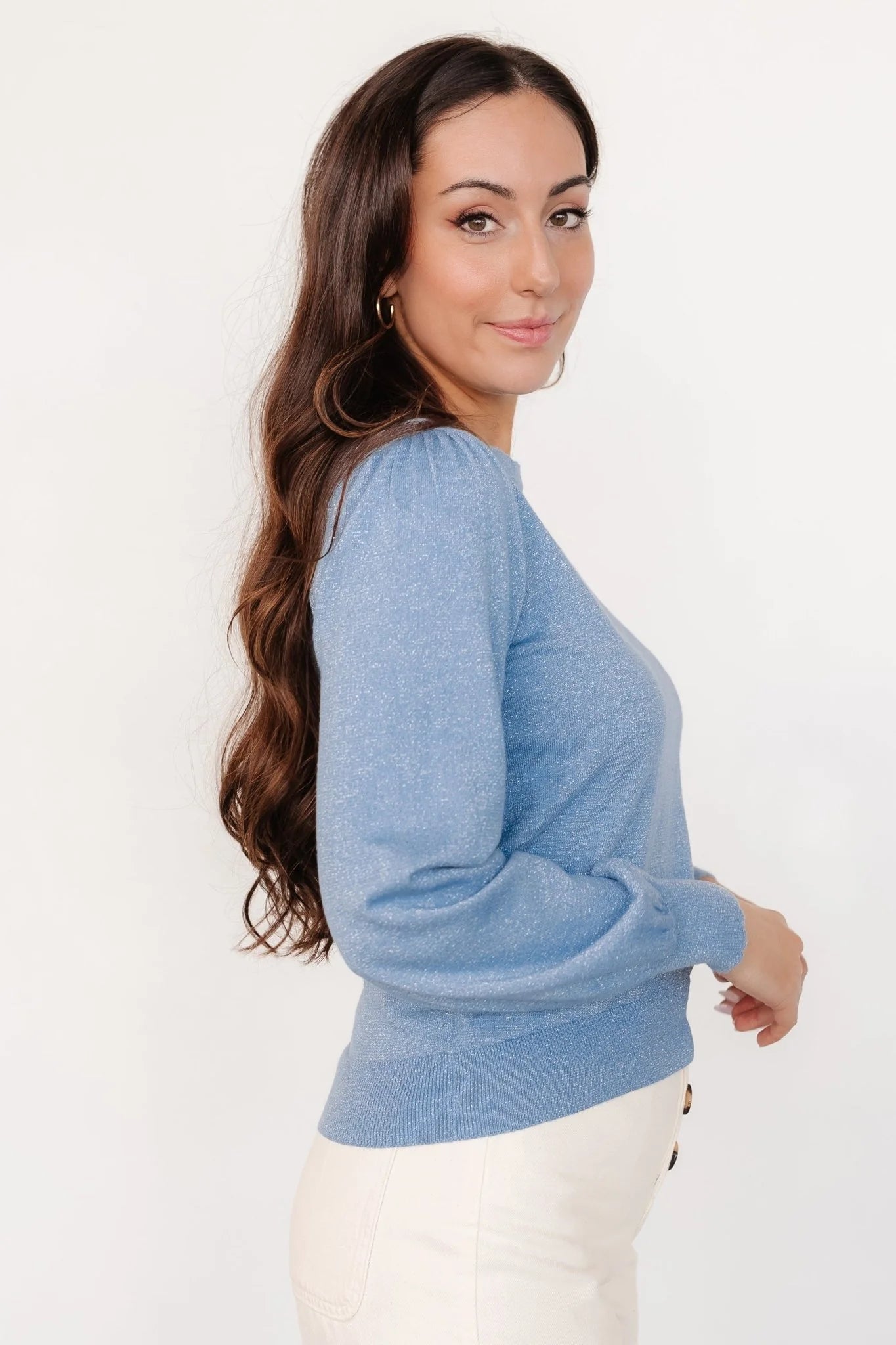 Benson Shimmer Sweater Top | Blue