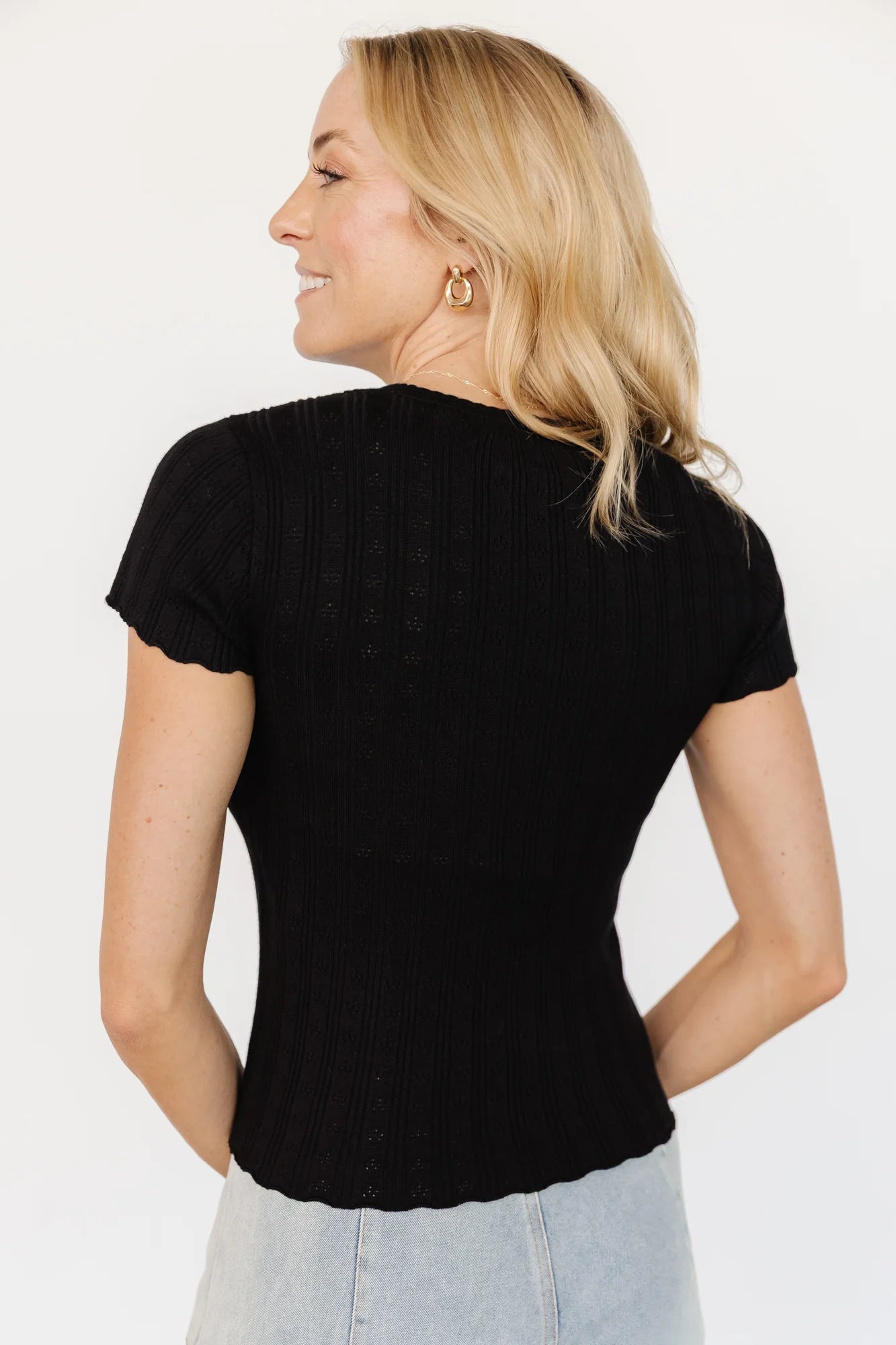 Penny Pointelle Top | Black