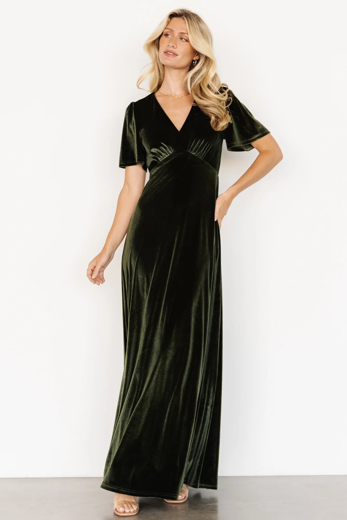 Vivian Velvet Maxi Dress | Olive