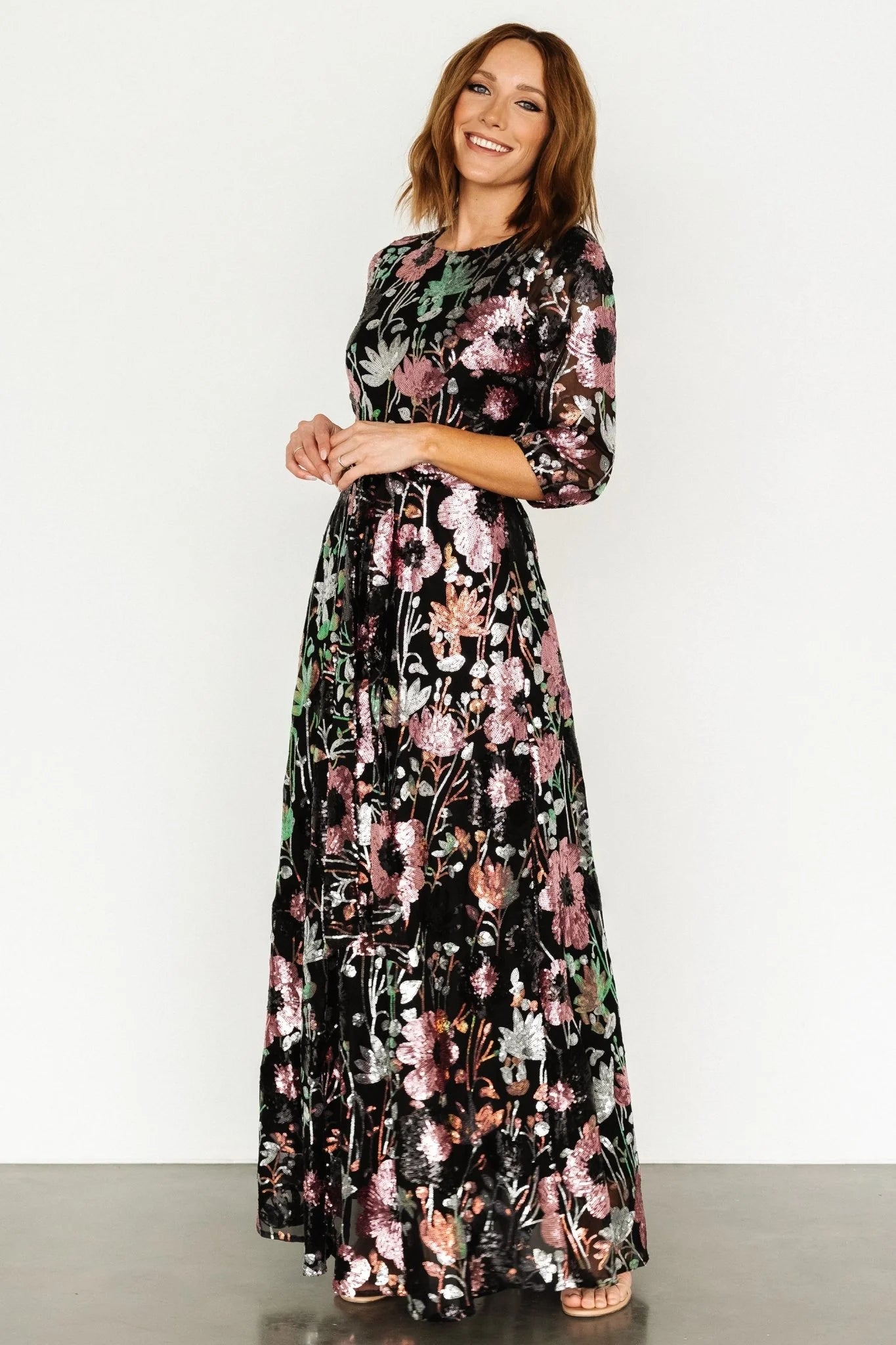 Destiny Sequin Maxi Dress | Black Multi