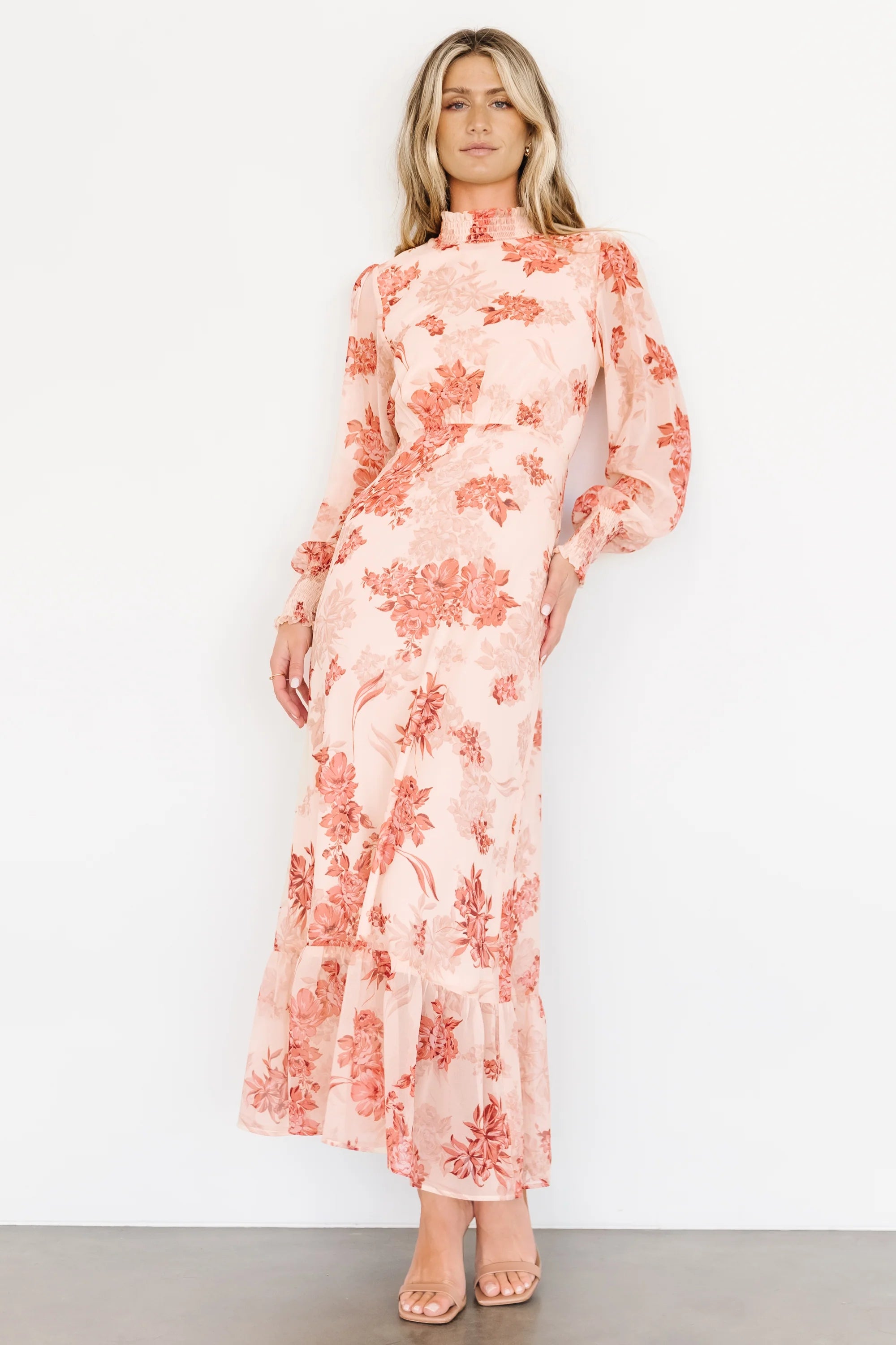 Luciana Maxi Dress | Beige + Rose