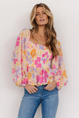 Sally Smocked Top | Pink Multi
