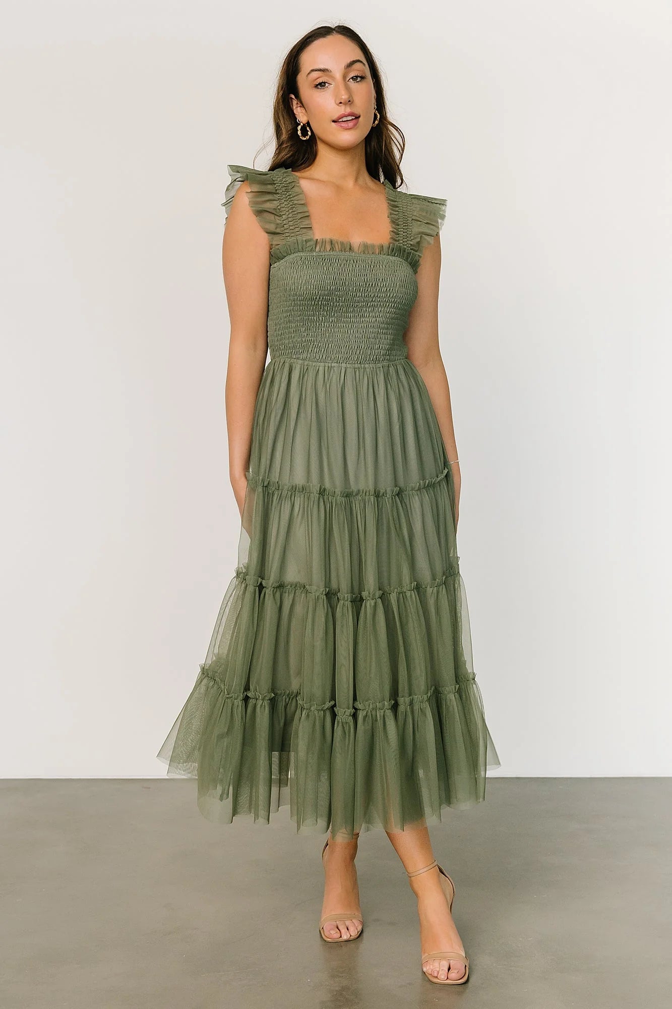 Emma Smocked Tulle Dress | Sage