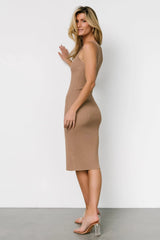 Bobbie Snap Button Midi Dress | Light Mocha
