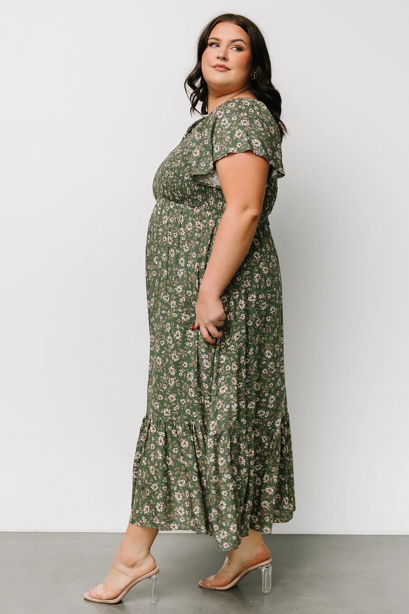 Joanie Smocked Dress | Green Floral