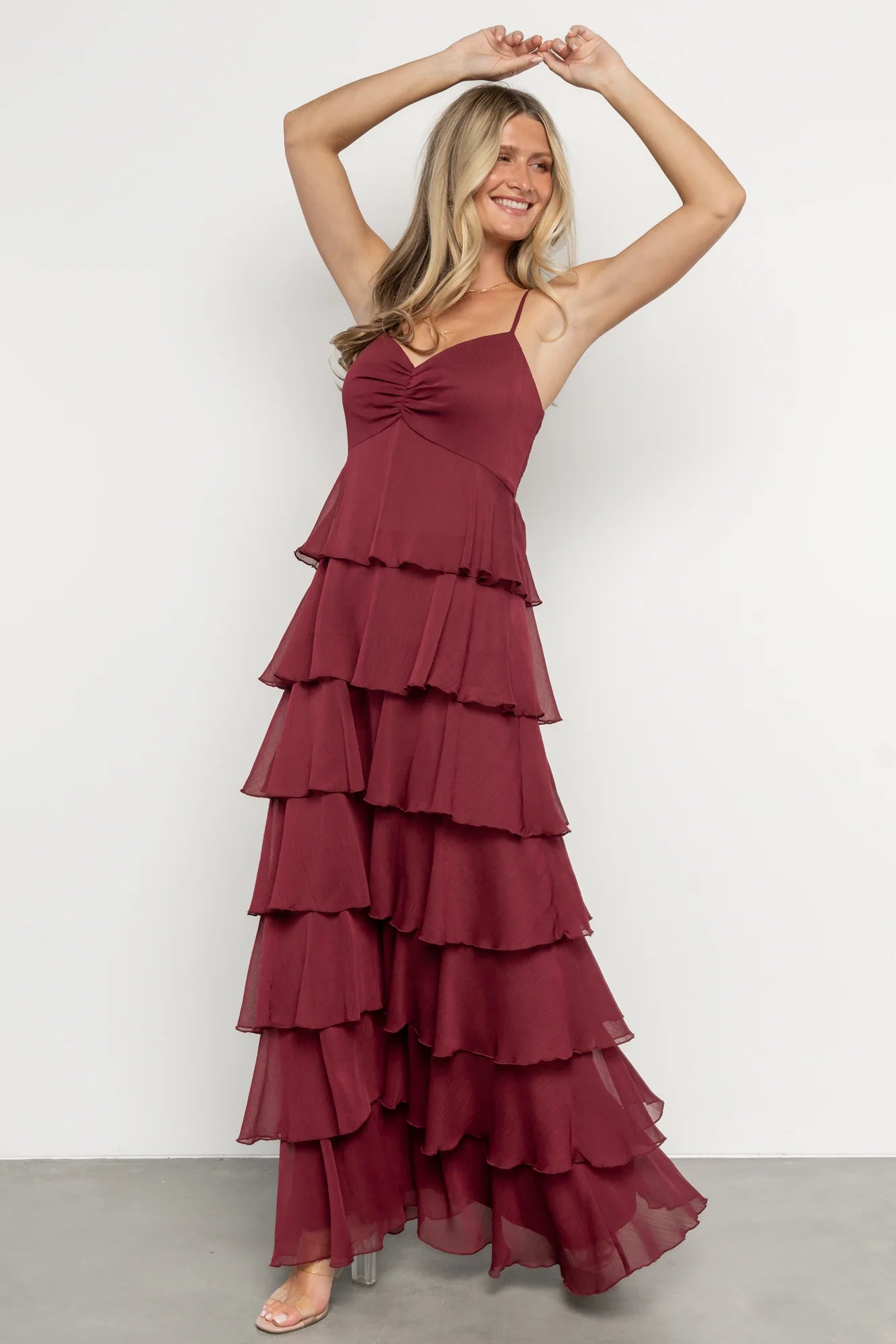 Tiana Tiered Maxi Dress | Burgundy