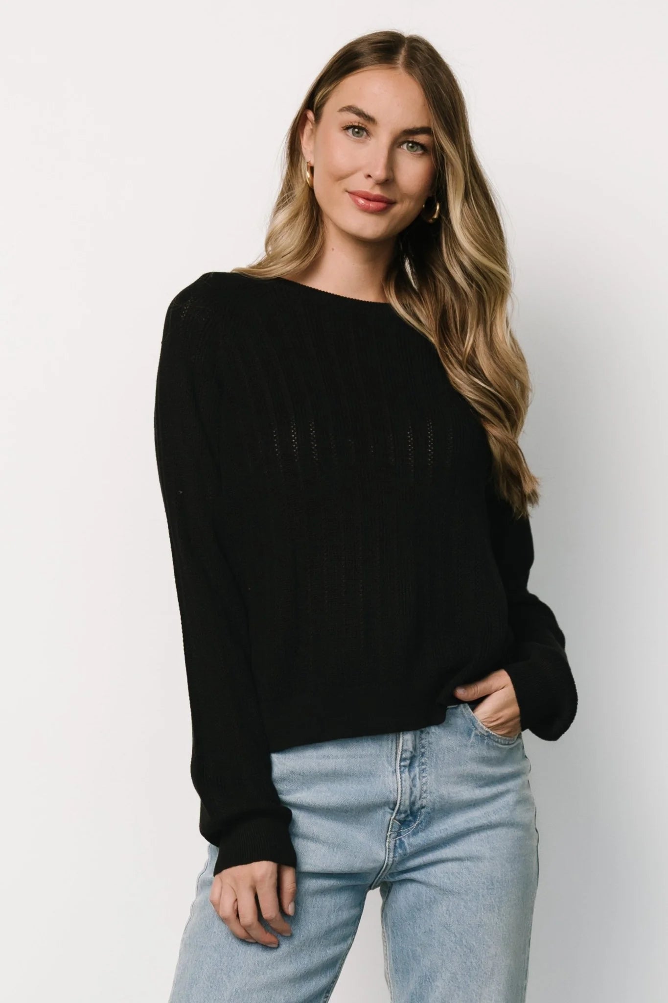 Alix Knit Sweater Top | Black