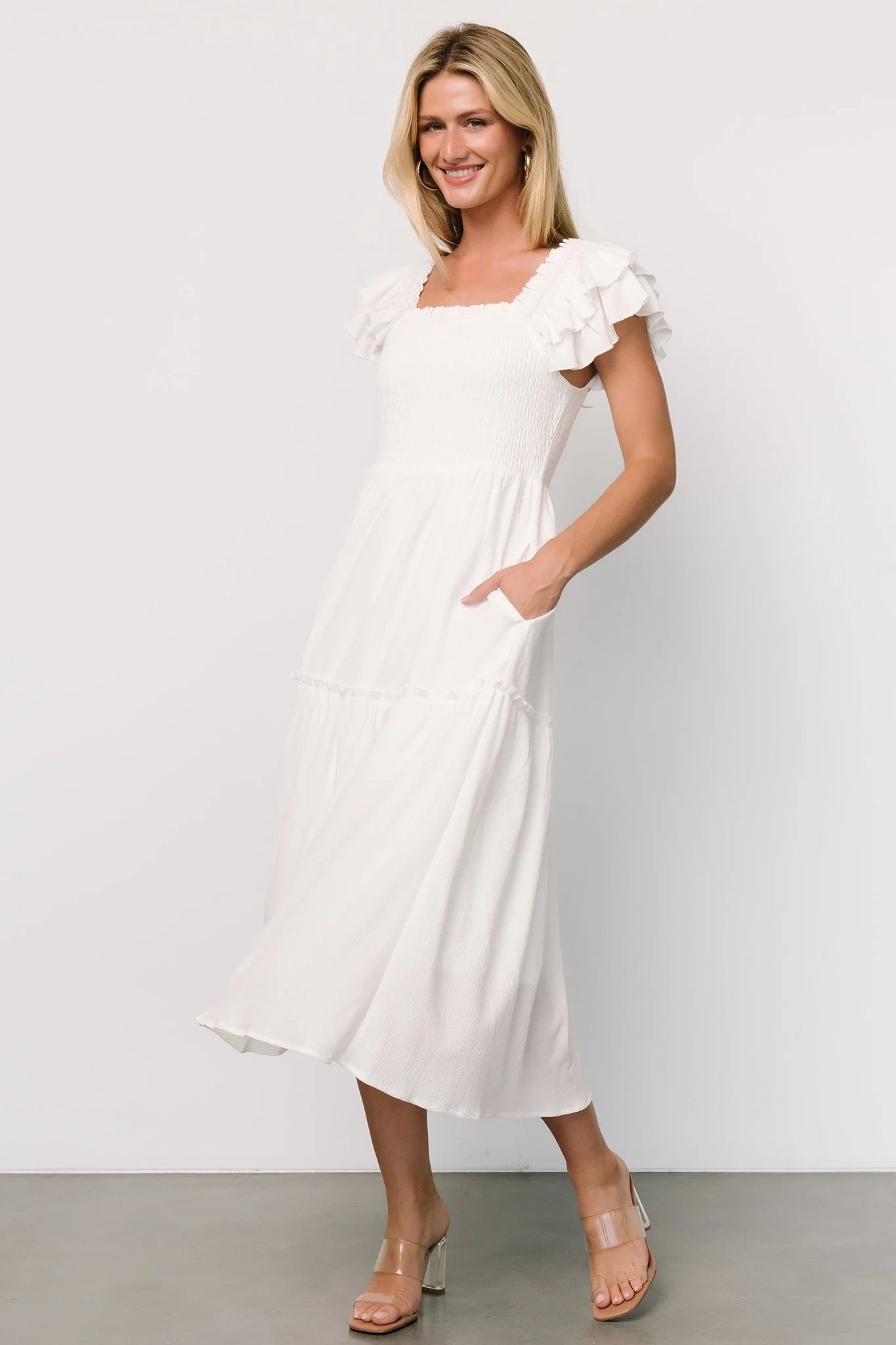 Jacie Smocked Midi Dress | White