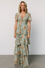Montaigne Ruffle Maxi Dress | Blue Sage Floral